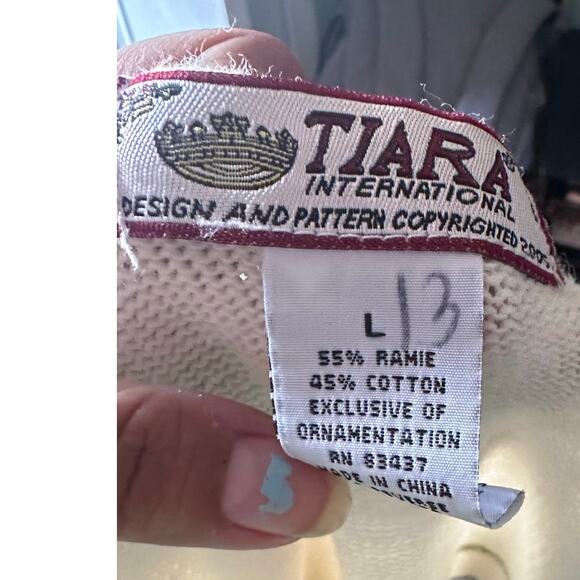 Vintage 90s Tiara International Knit Cardigan | Striped | Faux Buttons | L - Picture 6 of 6